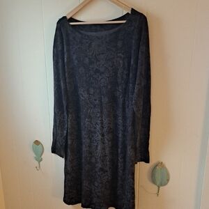 Nally & Millie Navy Blue Long-Sleeve Jacquard Shift Dress